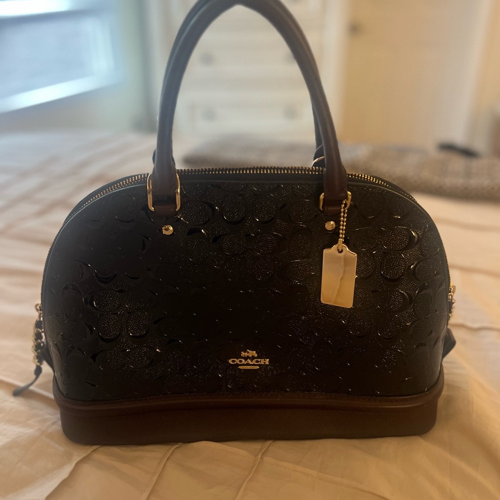 Coach Black and Brown Satchel with Gold Hardware